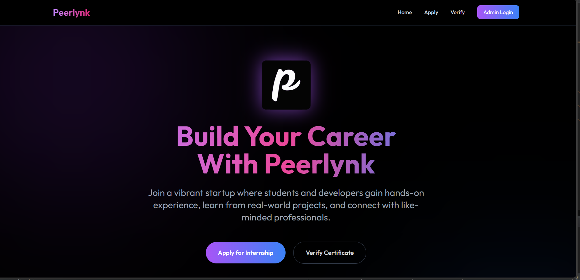 Peerlynk website screenshot