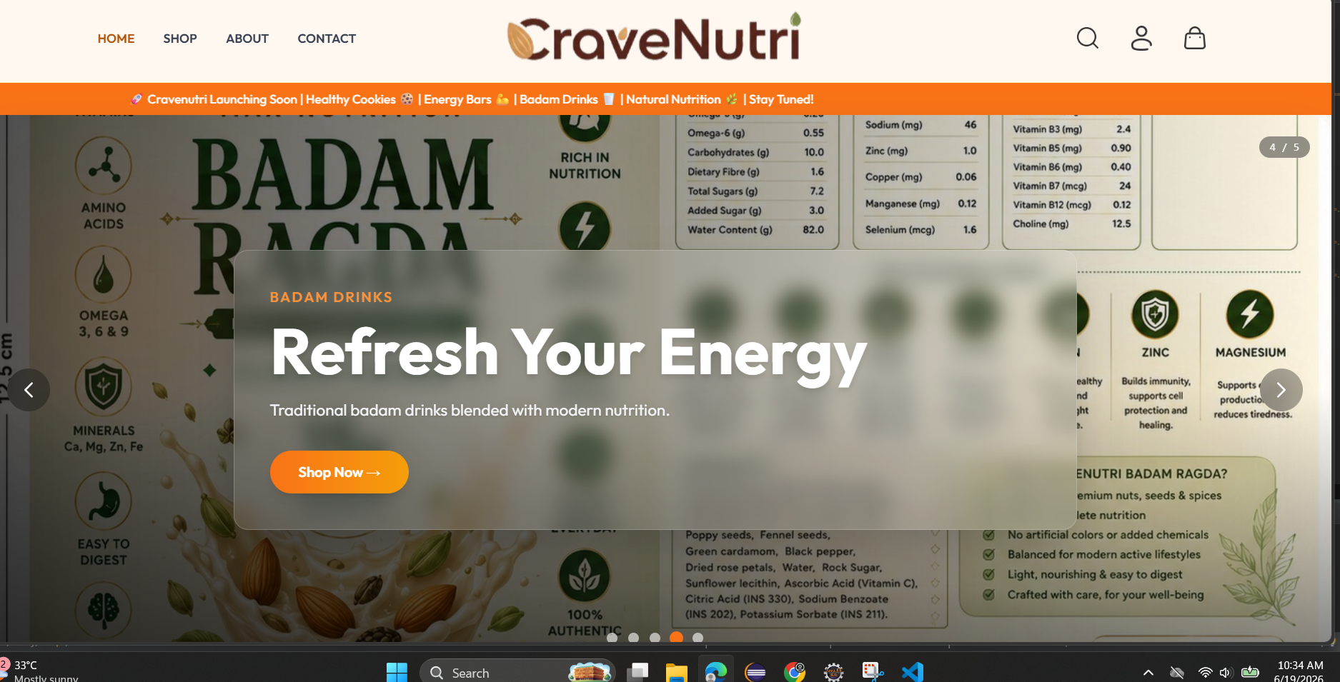 CraveNutri store screenshot